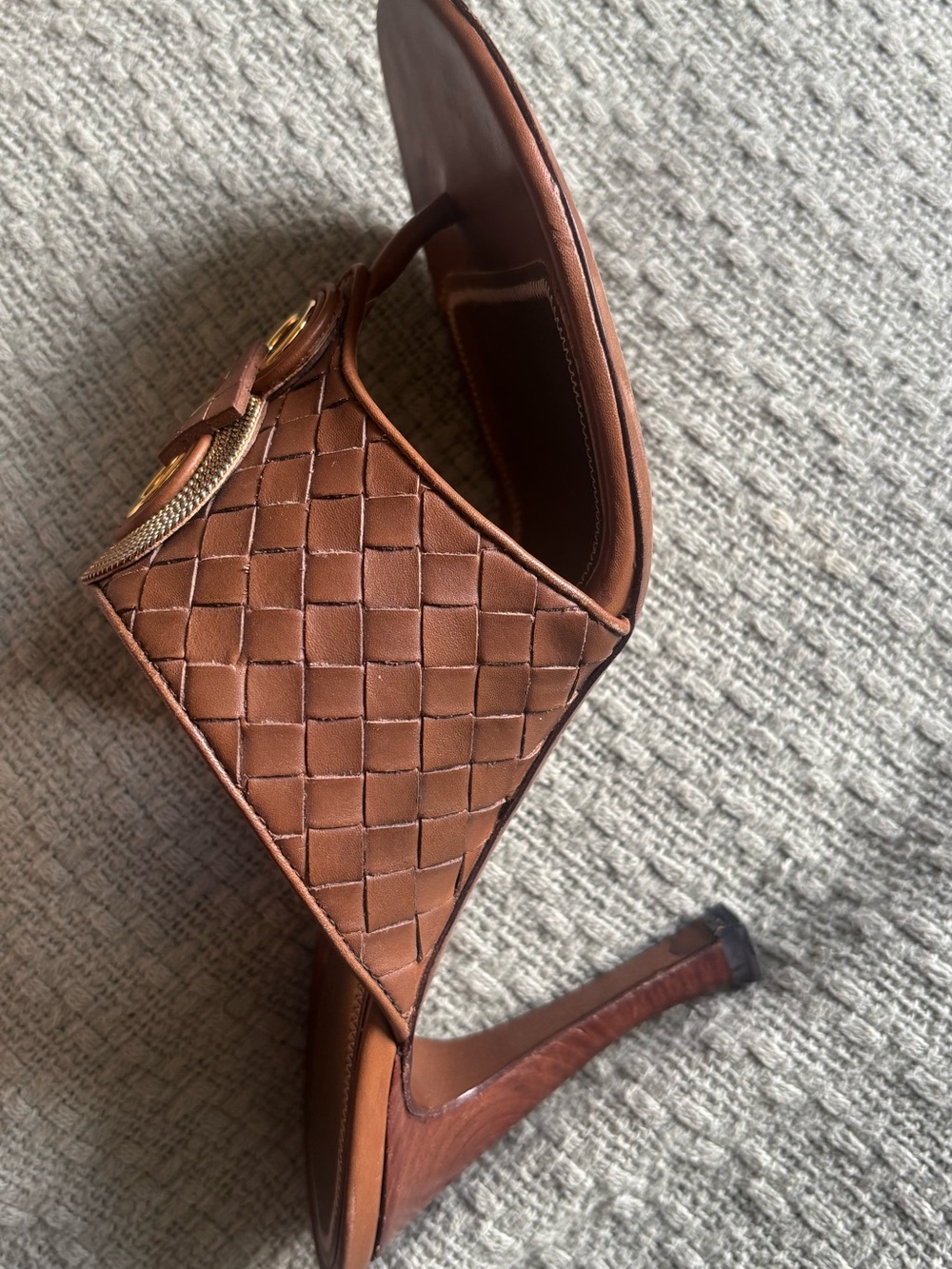 Bottega Veneta Intreciatto Weave Brown Leather Sandals - Picture 4 of 5